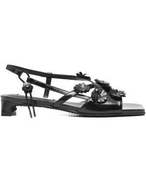 Cecilie Bahnsen Flower Leather Sandals - Black