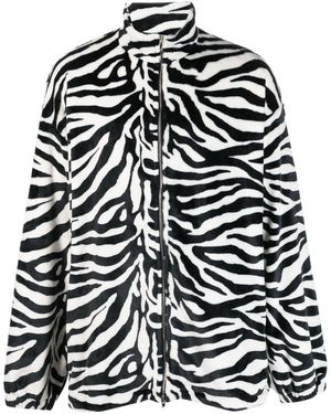 Vetements Zebra-Pattern Zip-Fastening Coat - Black