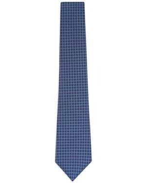 Kiton Geometric-Pattern Tie - Blue