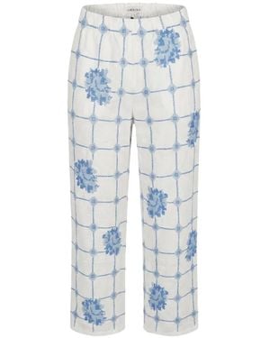 ORSINA Floral-Print Check-Pattern Trousers - Blue