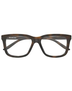 Balenciaga Tortoiseshell-Effect Rectangle-Frame Glasses - Black
