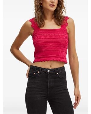 Morgan Square-Neck Top - Red