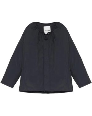 Yves Salomon Drawstring-Neck Down Jacket - Blue