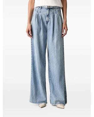 Morgan Belted Pleated Jeans - Blue