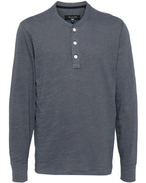 Rag & Bone Classic Flame Henley Polo Shirt - Blue