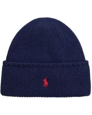 Polo Ralph Lauren Pony Embroidered Beanie Hat - Blue