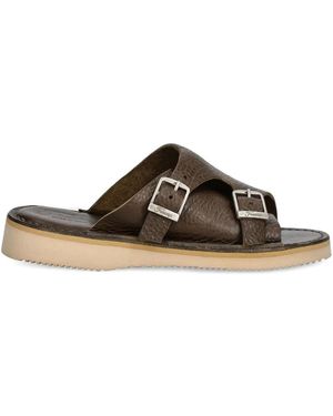 Fracap Double-Buckle Leather Sandals - Brown
