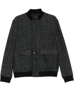 Canali Herringbone-Pattern Pocket Jacket - Black