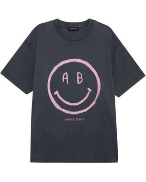 Anine Bing Cade Smiley T-Shirt - Blue