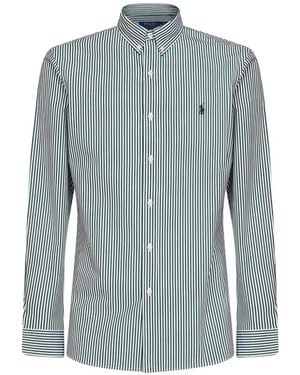 Polo Ralph Lauren Slim Fit Striped Stretch Poplin Shirt - Blue