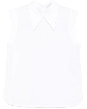 Tela Sleeveless Pointed-Collar Top - White
