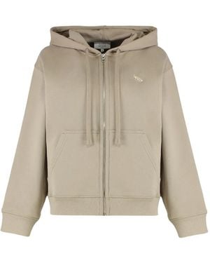 Maison Kitsuné Felpa Con Zip E Cappuccio - Neutro