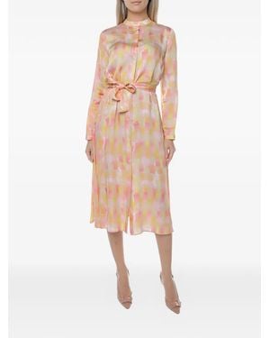 ARMANI EXCHANGE Abstract-Print Belted Midi Dress - Natural