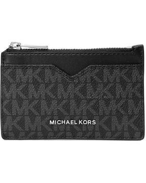 Michael Kors Monogram-Pattern Notched Cardholder - Black