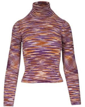 Mother Stripe Turtleneck Sweater - Red