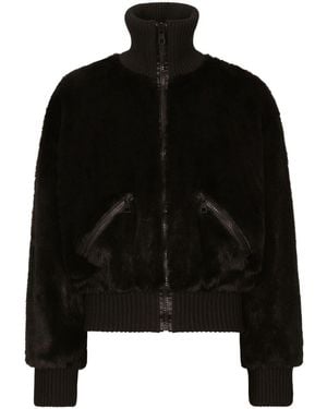 Dolce & Gabbana Faux-Fur Bomber Jacket - Black