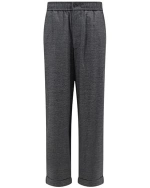 Giorgio Armani Elasticated-Waistband Turned-Up-Cuffs Trousers - Grey