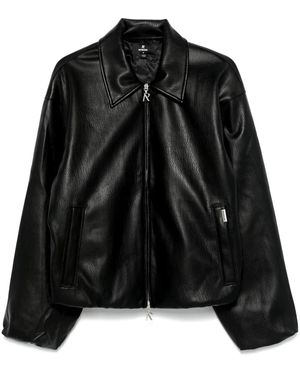 Represent Faux Leather Bomber Jacket - Black