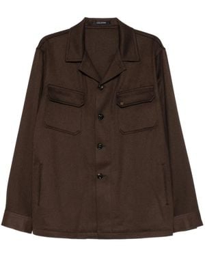 Tagliatore Buttoned Chest-Pocket Shirt - Brown