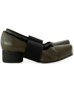 Uma Wang Elasticated-Strap Square-Toe Ballet Flats - Black