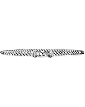 David Yurman Sterling Buckle Classic Cable Diamond Bracelet (3Mm) - White
