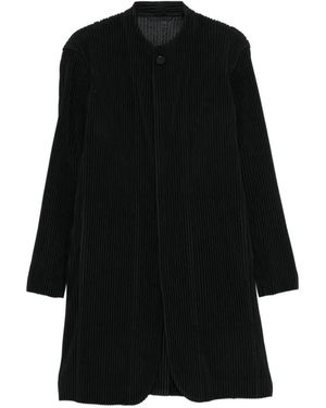 Homme Plissé Issey Miyake Plissé-Effect Coat - Black