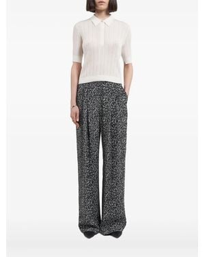 Maria McManus Short-sleeve Pointelle Polo Top - Natural