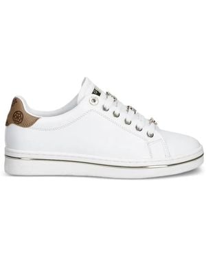 Guess Logo-Plaque Lace-Up Sneakers - White