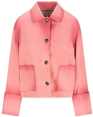 Loewe Button-Fastening Suede Jacket - Pink