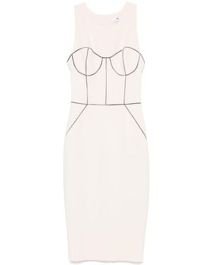 Elisabetta Franchi Contrasting-Piping Crepe Midi Dress - Natural