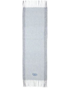 DIESEL Logo-Embroidery Fringed-Edge Scarf - White