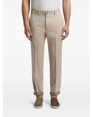 Peserico Pressed-Crease Turn-Up Trousers - Natural