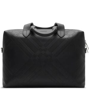 Burberry Aktentasche Mit Check-Prägung - Schwarz