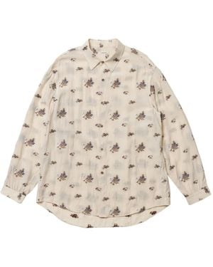 CALMLENCE Floral-Print Long-Sleeve Shirt - Natural