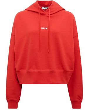 MSGM Sudadera con capucha y logo en el pecho - Rojo