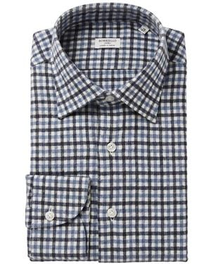 Borriello Check-Print Flannel Shirt - Blue