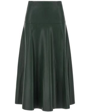 Nude Panelled Flared Skirt - Green