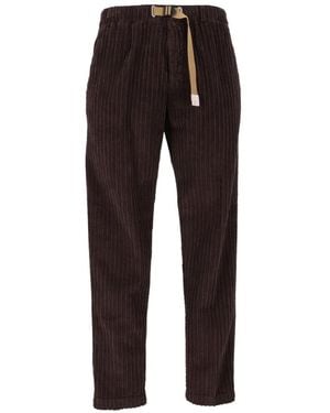 White Sand Wide-Stripe Corduroy Pants - Brown