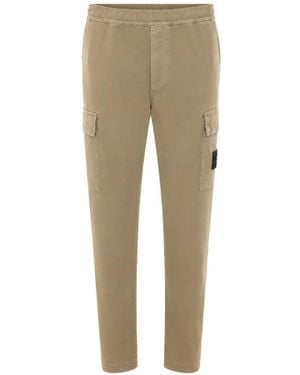 Stone Island 3100033 Stretch Organic-Broken-Twill-Cotton 'Old' Effect Jogger Trousers - Natural