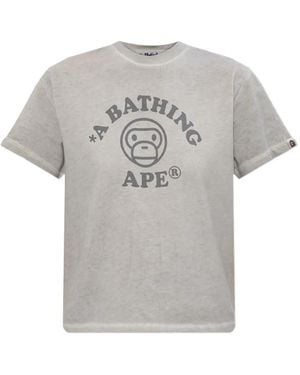 A Bathing Ape Logo-Print T-Shirt - Grey