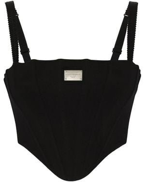 Dolce & Gabbana Jersey Top With Straps And The Tag - Black