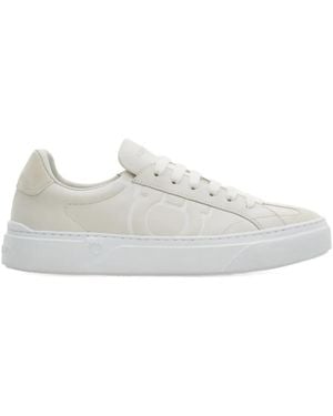 Ferragamo Gancini Suede Sneakers - White