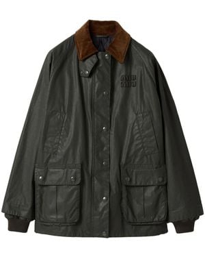 Miu Miu Coated Cotton Caban Jacket - Black