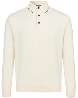 Kiton Contrast-Trim Long-Sleeve Polo Shirt - White