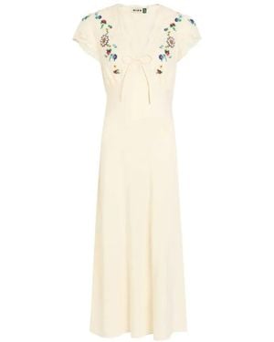 RIXO London Vestido Midi Amari Bordado - Blanco