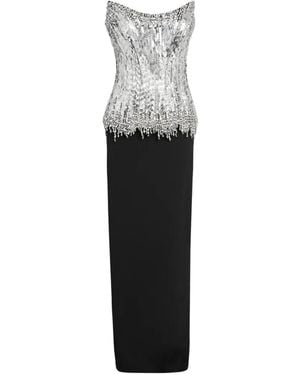 Safiyaa Regan Crystal-Embellished Corset-Style Maxi Dress - White