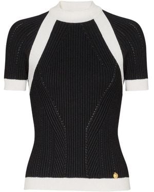 Balmain Kurzärmeliges Strickoberteil - Schwarz