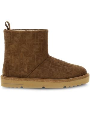 Fendi Embossed-Ff Ankle Boots - Brown