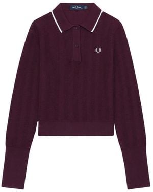 Fred Perry Waffelstrick-Oberteil Mit Kontrastbesatz - Lila