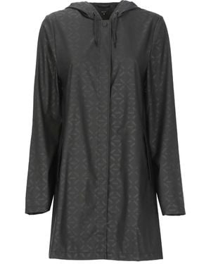 Rains Logo-Print Hooded Raincoat - Grey